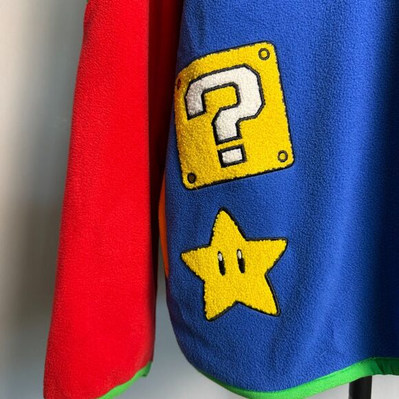 Nintendo Super Mario Icons Fleece Jacket Pullover Mens 3XL Color Block Box Lunch - Picture 9 of 15